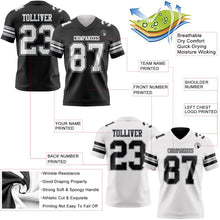 Laden Sie das Bild in den Galerie-Viewer, Uksn Individuelles Schwarz Weiß-Grau Wendbares Zweiseitiges Authentisches Football Trikot