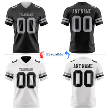 Laden Sie das Bild in den Galerie-Viewer, Uksn Individuelles Schwarz-Grau Wendbares Zweiseitiges Authentisches Football Trikot