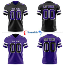 Laden Sie das Bild in den Galerie-Viewer, Uksn Individuelles Schwarz Violett-Weiß Wendbares Zweiseitiges Authentisches Football Trikot