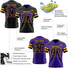 Laden Sie das Bild in den Galerie-Viewer, Uksn Individuelles Schwarz Violett-Gold Wendbares Zweiseitiges Authentisches Football Trikot