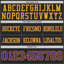 Laden Sie das Bild in den Galerie-Viewer, Uksn Individuelles Schwarz Violett-Gold Wendbares Zweiseitiges Authentisches Football Trikot