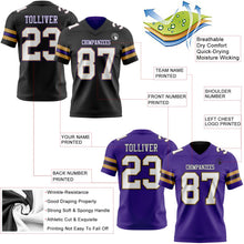 Laden Sie das Bild in den Galerie-Viewer, Uksn Individuelles Schwarz Weiß Altgold-Violett Wendbares Zweiseitiges Authentisches Football Trikot