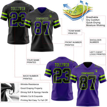 Laden Sie das Bild in den Galerie-Viewer, Uksn Individuelles Schwarz Violett-Neongrün Wendbares Zweiseitiges Authentisches Football Trikot