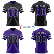 Laden Sie das Bild in den Galerie-Viewer, Uksn Individuelles Schwarz Violett-Grau Wendbares Zweiseitiges Authentisches Football Trikot
