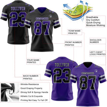 Laden Sie das Bild in den Galerie-Viewer, Uksn Individuelles Schwarz Violett-Grau Wendbares Zweiseitiges Authentisches Football Trikot