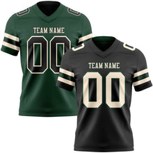 Laden Sie das Bild in den Galerie-Viewer, Uksn Individuelles Schwarz Creme-Grün Wendbares Zweiseitiges Authentisches Football Trikot