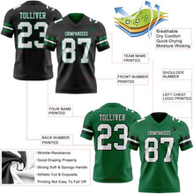 Laden Sie das Bild in den Galerie-Viewer, Uksn Individuelles Schwarz Weiß-Kelly-Grün Wendbares Zweiseitiges Authentisches Football Trikot