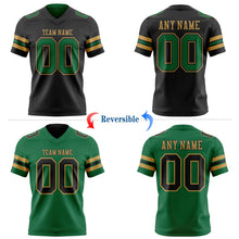 Laden Sie das Bild in den Galerie-Viewer, Uksn Individuelles Schwarz Kelly-Grün-Altgold Wendbares Zweiseitiges Authentisches Football Trikot