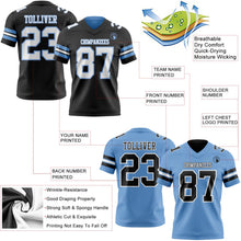 Laden Sie das Bild in den Galerie-Viewer, Uksn Individuelles Schwarz Weiß-Hellblau Wendbares Zweiseitiges Authentisches Football Trikot
