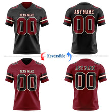 Laden Sie das Bild in den Galerie-Viewer, Uksn Individuelles Schwarz Karmesinrot-Creme Wendbares Zweiseitiges Authentisches Football Trikot