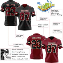 Laden Sie das Bild in den Galerie-Viewer, Uksn Individuelles Schwarz Karmesinrot-Creme Wendbares Zweiseitiges Authentisches Football Trikot