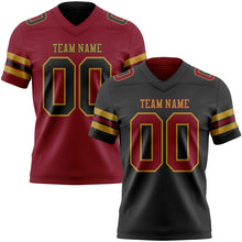 Laden Sie das Bild in den Galerie-Viewer, Uksn Individuelles Schwarz Karmesinrot-Altgold Wendbares Zweiseitiges Authentisches Football Trikot