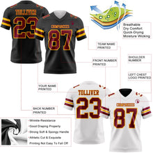 Laden Sie das Bild in den Galerie-Viewer, Uksn Individuelles Schwarz Kastanienbraun-Gold Wendbares Zweiseitiges Authentisches Football Trikot