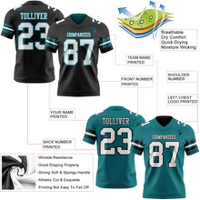 Laden Sie das Bild in den Galerie-Viewer, Uksn Individuelles Schwarz Weiß-Petrol Wendbares Zweiseitiges Authentisches Football Trikot