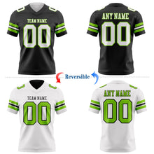Laden Sie das Bild in den Galerie-Viewer, Uksn Individuelles Schwarz Weiß-Neongrün Wendbares Zweiseitiges Authentisches Football Trikot