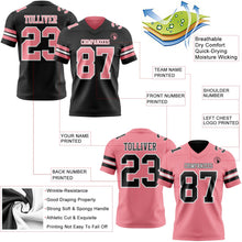 Laden Sie das Bild in den Galerie-Viewer, Uksn Individuelles Schwarz Mittelrosa-Weiß Wendbares Zweiseitiges Authentisches Football Trikot