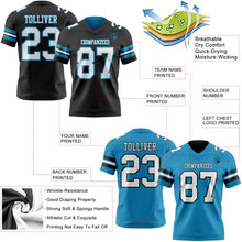 Laden Sie das Bild in den Galerie-Viewer, Uksn Individuelles Schwarz Weiß-Pantherblau Wendbares Zweiseitiges Authentisches Football Trikot