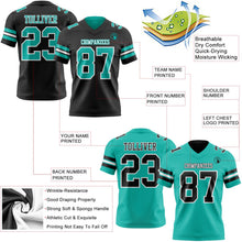 Laden Sie das Bild in den Galerie-Viewer, Uksn Individuelles Schwarz Aqua-Weiß Wendbares Zweiseitiges Authentisches Football Trikot