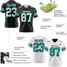 Laden Sie das Bild in den Galerie-Viewer, Uksn Individuelles Schwarz Weiß-Aqua Wendbares Zweiseitiges Authentisches Football Trikot