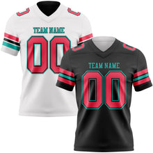 Laden Sie das Bild in den Galerie-Viewer, Uksn Individuelles Schwarz Neonpink-Aqua Wendbares Zweiseitiges Authentisches Football Trikot