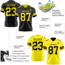 Laden Sie das Bild in den Galerie-Viewer, Uksn Individuelles Schwarz-Hellgelb Wendbares Zweiseitiges Authentisches Football Trikot