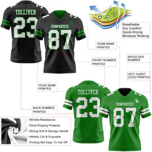 Laden Sie das Bild in den Galerie-Viewer, Uksn Individuelles Schwarz Weiß-Grasgrün Wendbares Zweiseitiges Authentisches Football Trikot