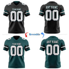 Laden Sie das Bild in den Galerie-Viewer, Uksn Individuelles Schwarz Weiß Grau-Mitternachtsgrün Wendbares Zweiseitiges Authentisches Football Trikot