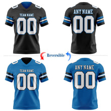 Laden Sie das Bild in den Galerie-Viewer, Uksn Individuelles Schwarz Weiß Grau-Blau Wendbares Zweiseitiges Authentisches Football Trikot