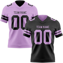 Laden Sie das Bild in den Galerie-Viewer, Uksn Individuelles Schwarz-Hellviolett Wendbares Zweiseitiges Authentisches Football Trikot