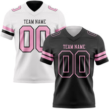 Laden Sie das Bild in den Galerie-Viewer, Uksn Individuelles Schwarz-Hellrosa Wendbares Zweiseitiges Authentisches Football Trikot