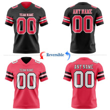 Laden Sie das Bild in den Galerie-Viewer, Uksn Individuelles Schwarz Neonpink-Weiß Wendbares Zweiseitiges Authentisches Football Trikot