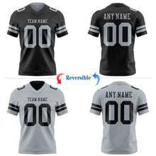 Laden Sie das Bild in den Galerie-Viewer, Uksn Individuelles Schwarz-Silber Wendbares Zweiseitiges Authentisches Football Trikot