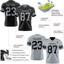 Laden Sie das Bild in den Galerie-Viewer, Uksn Individuelles Schwarz-Silber Wendbares Zweiseitiges Authentisches Football Trikot