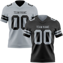 Laden Sie das Bild in den Galerie-Viewer, Uksn Individuelles Schwarz-Silber Wendbares Zweiseitiges Authentisches Football Trikot