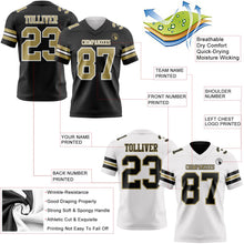 Laden Sie das Bild in den Galerie-Viewer, Uksn Individuelles Schwarz Vegas-Gold-Weiß Wendbares Zweiseitiges Authentisches Football Trikot