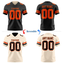 Laden Sie das Bild in den Galerie-Viewer, Uksn Individuelles Schwarz Creme Wendbares Zweiseitiges Authentisches Football Trikot