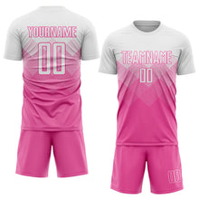 Laden Sie das Bild in den Galerie-Viewer, Uksn Individuelles Pink Weiß Sublimations-Fußballtrikot