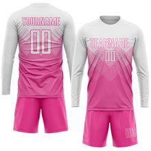 Laden Sie das Bild in den Galerie-Viewer, Uksn Individuelles Pink Weiß Sublimations-Fußballtrikot
