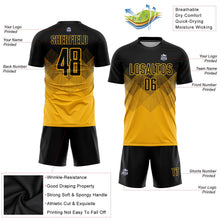 Laden Sie das Bild in den Galerie-Viewer, Uksn Individuelles Gold Schwarz Sublimations-Fußballtrikot