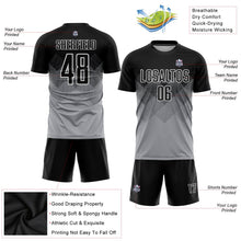 Laden Sie das Bild in den Galerie-Viewer, Uksn Individuelles Hellgrau Schwarz-Weiß Sublimations-Fußballtrikot