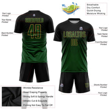 Laden Sie das Bild in den Galerie-Viewer, Uksn Individuelles Schwarz Grün-Altgold Sublimations-Fußballtrikot