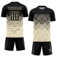 Laden Sie das Bild in den Galerie-Viewer, Uksn Individuelles Creme Schwarz Sublimations-Fußballtrikot