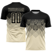 Laden Sie das Bild in den Galerie-Viewer, Uksn Individuelles Creme Schwarz Sublimations-Fußballtrikot