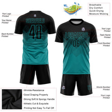 Laden Sie das Bild in den Galerie-Viewer, Uksn Individuelles Petrol Schwarz Sublimations-Fußballtrikot