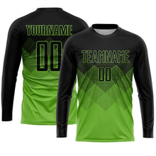 Laden Sie das Bild in den Galerie-Viewer, Uksn Individuelles Neongrün Schwarz Sublimations-Fußballtrikot