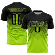 Laden Sie das Bild in den Galerie-Viewer, Uksn Individuelles Neongrün Schwarz Sublimations-Fußballtrikot