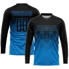 Laden Sie das Bild in den Galerie-Viewer, Uksn Individuelles Blau Schwarz Sublimations-Fußballtrikot