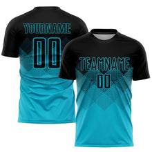 Laden Sie das Bild in den Galerie-Viewer, Uksn Individuelles Lakes Blau Schwarz Sublimations-Fußballtrikot