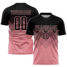 Laden Sie das Bild in den Galerie-Viewer, Uksn Individuelles Mittelrosa Schwarz Sublimations-Fußballtrikot