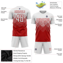 Laden Sie das Bild in den Galerie-Viewer, Uksn Individuelles Rot Weiß Sublimations-Fußballtrikot